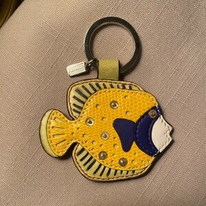 Coach Fish Keychain in Yellow and Blue